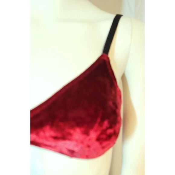 Colsie Dark Red Burgundy Crushed Velvet Holiday Bralette Pinup Bra - Size XS - Picture 6 of 9